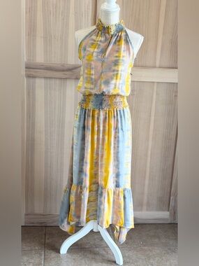 Perry Walker Collective Smocked Waist Tie-Dye Maxi Dress. Women’s Sz-S (1) Silk
